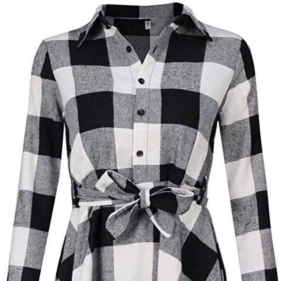 Womens Black and White Plaid Tie Front Dress sz small - Picture 5 of 5
